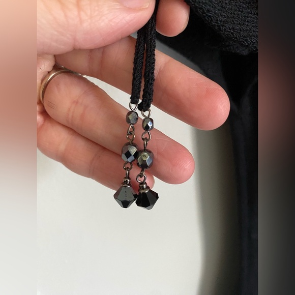 Christmas Holiday St. John Evening Black Cocktail Dress Beaded Sleeve Size 6 - Picture 5 of 10